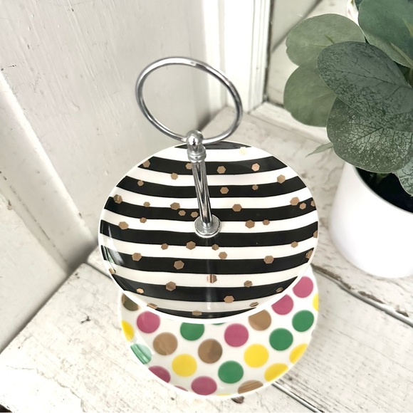 Black & White Tiered Tray Cake Cupcake Candy Stand Jewelry Organizer Pedestal - Picture 2 of 8